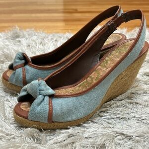 Sam Edelman denim sandals with jute heel